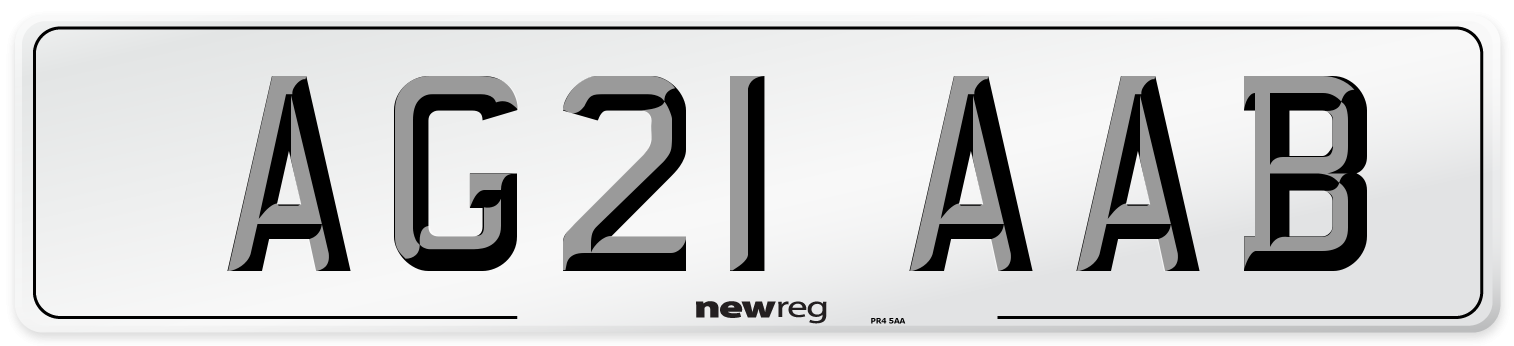 AG21 AAB Number Plate from New Reg